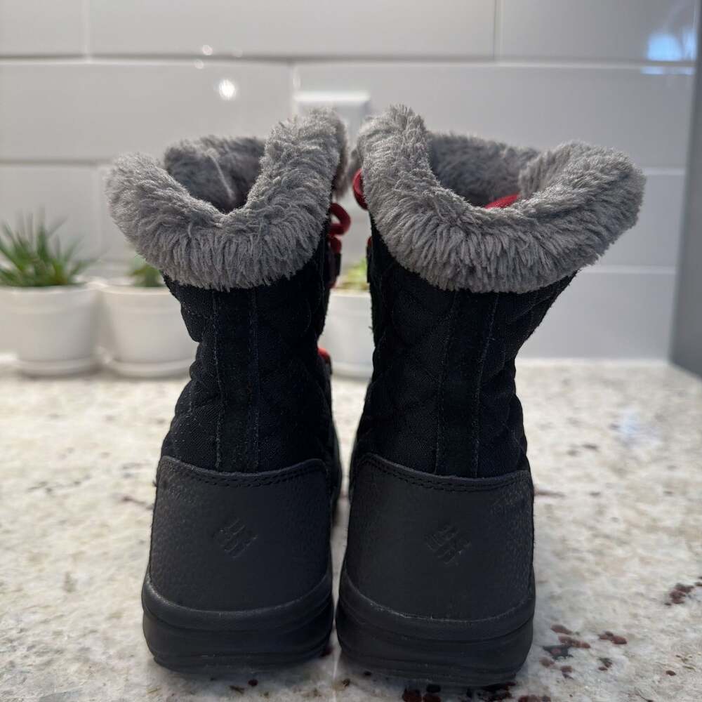 Columbia Ice Maiden II Black Waterproof Faux Fur Lace-Up Winter Snow Boots Girls - Picture 3 of 6